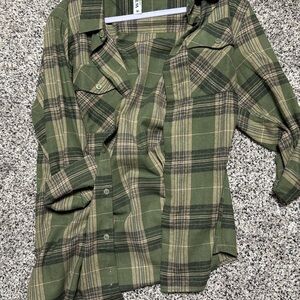 Casual Green Plaid Shirt